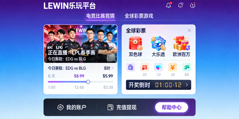 LEWIN乐玩平台电竞比赛竞猜与全球彩票游戏界面